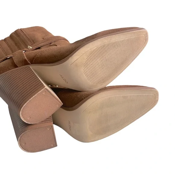 Aldo Suede Booties Brends Buckle Detail Brown Suede Size 10 EUC Worn Once - Picture 10 of 12